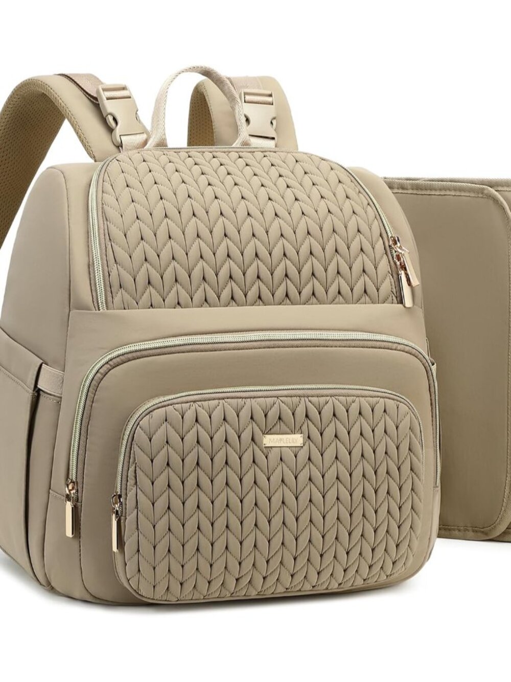 Diaper Bag Backpack with Changing Pad, Quilted Large Baby Bag for Mom and Dad, T